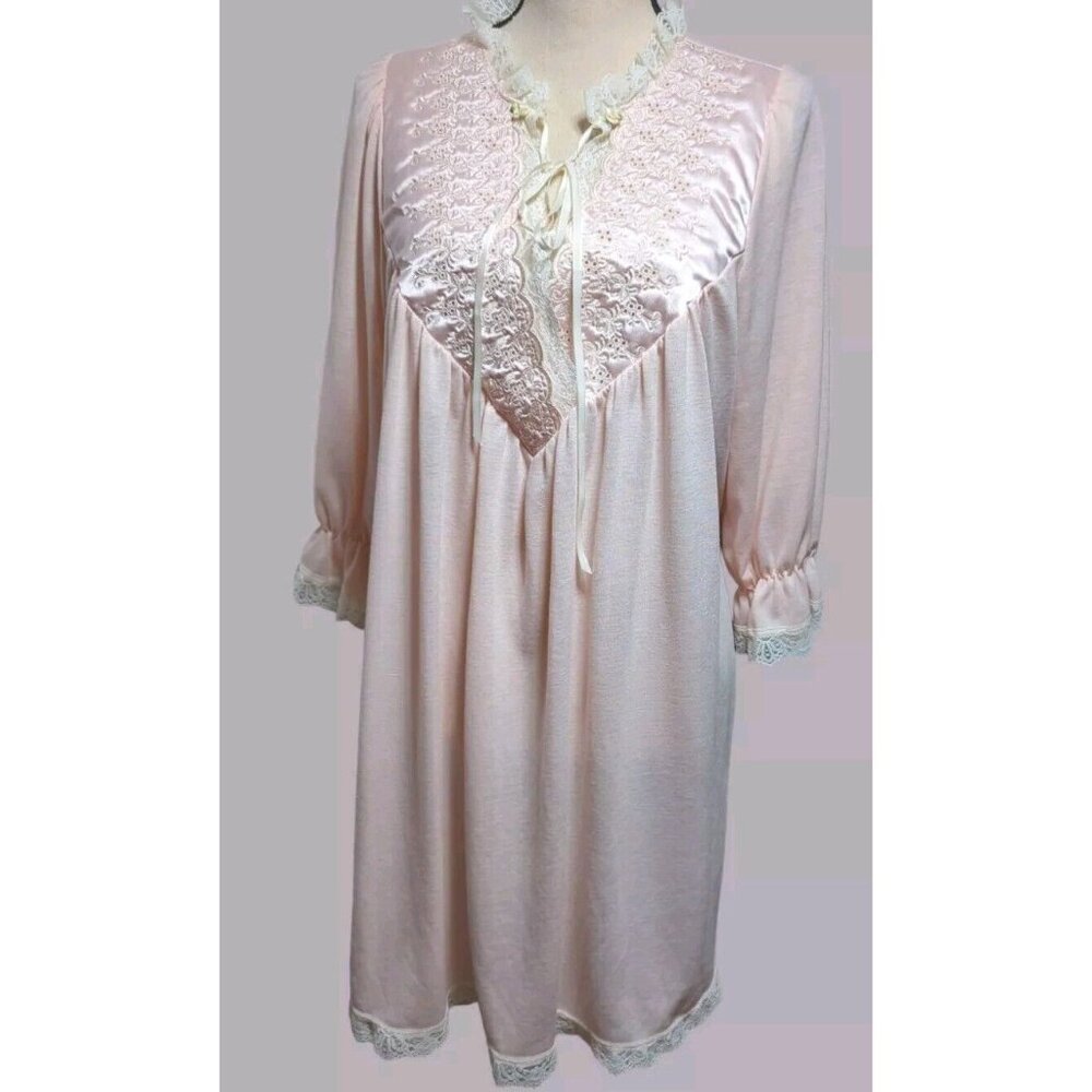 Vtg Women's Indulgence Nightgown Pink Sz M Lace Angelic‎ Feminine Fairy 90s Y2K